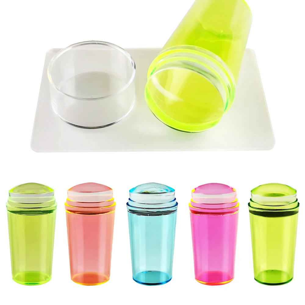 

WAKEFULNESS Silicone Nail Stamper Set Jelly Head Smile Bevel French Nail Mold Stamping Template with Scraper Manicure Tools