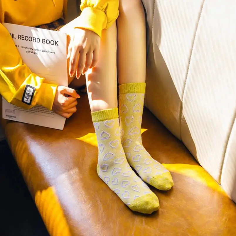 Heart Embroidered Girls Lurex Socks Students Soild Cotton Shining Crew Sock Woman Summer Winter Glitter Embroidery Ankle Socks