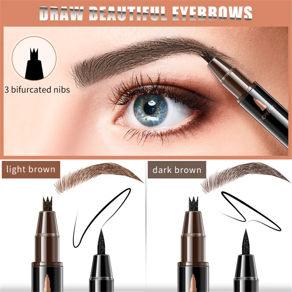 1 шт. ручка для бровей с двойной головкой 3 вилки тонкий эскиз жидкий карандаш