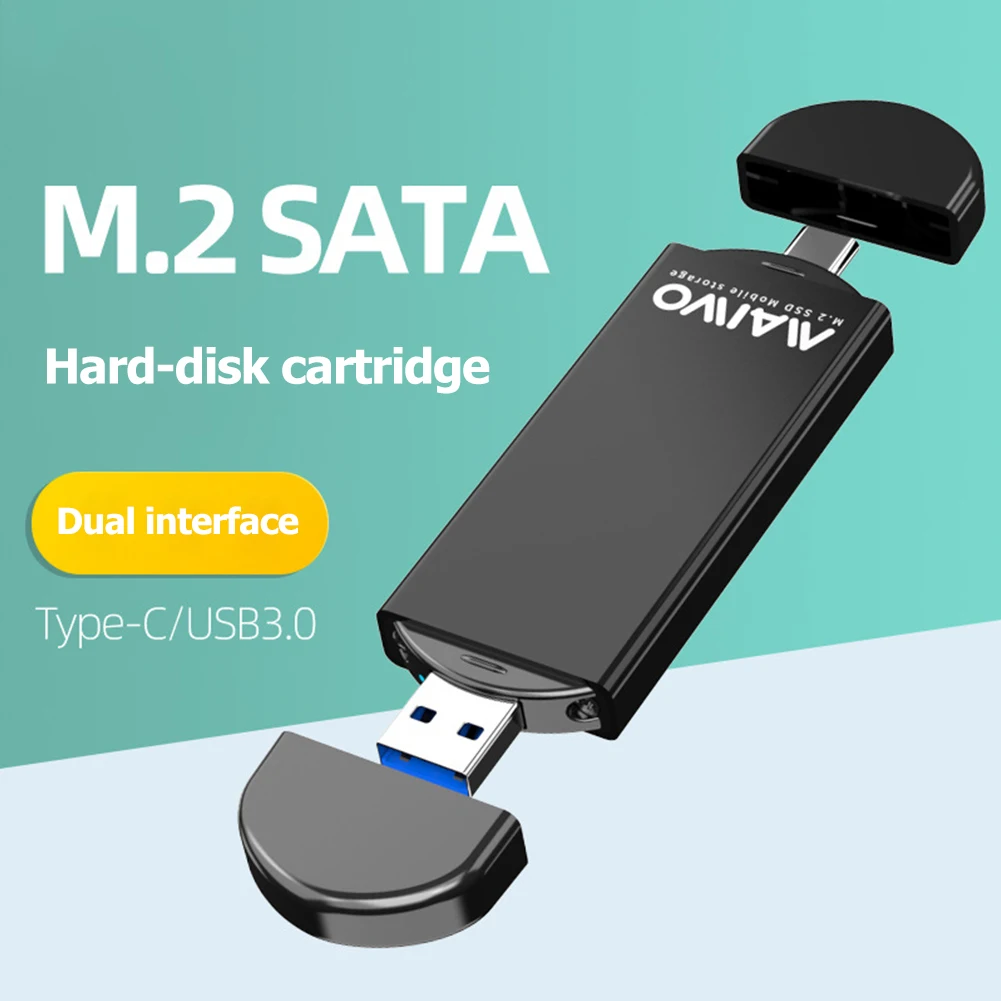 MAIWO Dual Ports M.2 SATA SSD Mobile Enclosure Aluminum Alloy 2 in 1 USB/Type-C Hard Drive Adapter for 2230/2242/2260/2280 Case