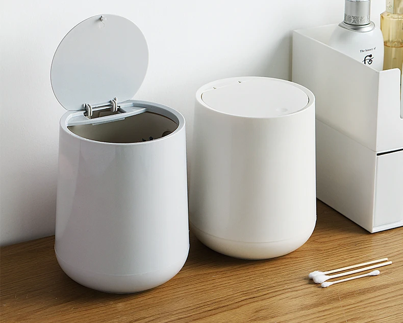 

Cute White Trash Can Cover Mini Creative Nordic Press Waterproof Desktop Trash Can Bedroom Kosz Na Smieci Home Products DG50WB