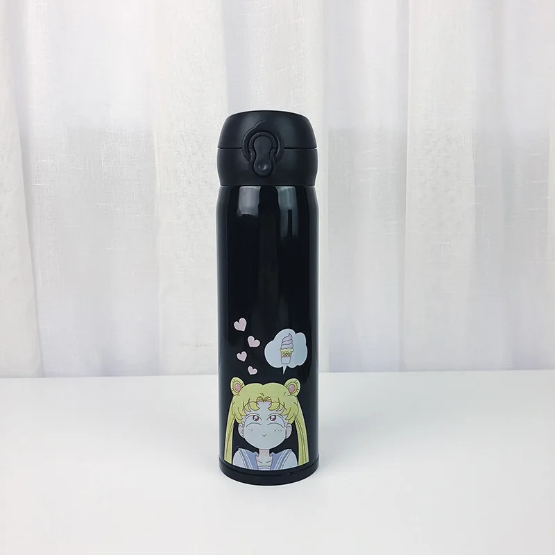 500ML Каваи Сейлор Мун термос бутылка милый мультфильм нержавеющая сталь вакуумная колба портативный герметичный изолированный бутылка для воды для девочек - Цвет: 500ML