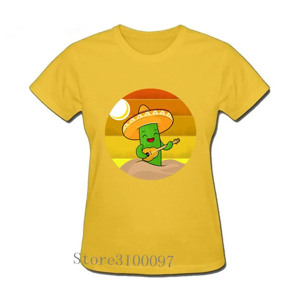 Футболка с изображением кактуса гитары женский топ мультяшным принтом кавайная