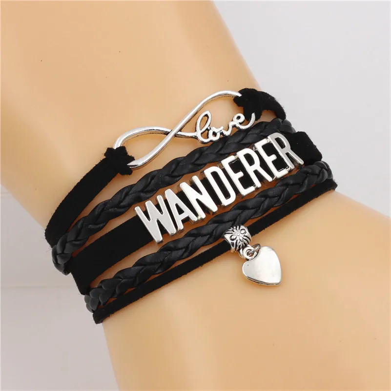 Многослойный браслет WANDERER Infinity Love милые кожаные браслеты ручной работы с шармами