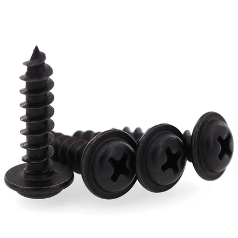 M3 Phillips винт с круглой головкой само-ответвительный болт Омыватель винты Черные
