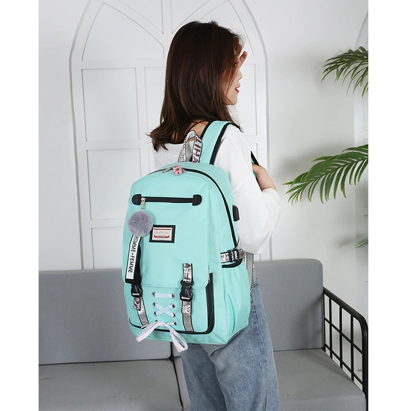 Розовый холст рюкзак для женщин школьные сумки девочек молния стиль рюкзака