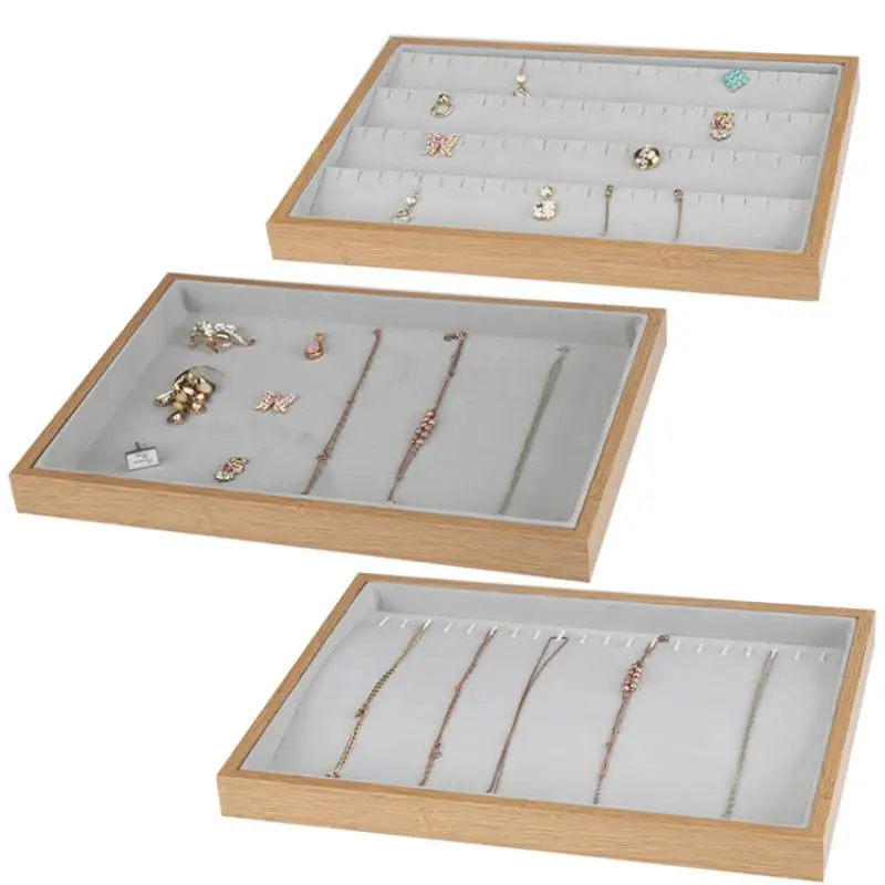 

Bamboo Wood Jewelry Display Tray Live Jewelry Tray Bamboo Pattern Necklace Bracelet Earring Earring Display Tray