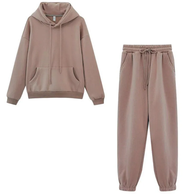 

Womens Tracksuits Hooded Sweatshirts Autumn Winter Fleece Oversize Hoodies Solid Pullovers Jackets Unisex Couple
