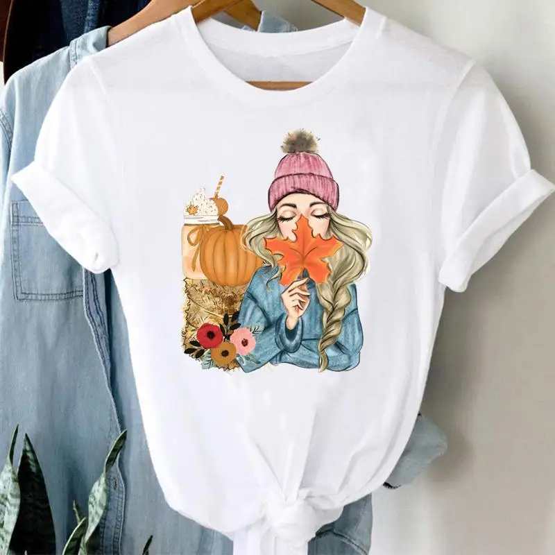 

Women Pumpkin Autumn Fall Halloween Thanksgiving Graphic Clothes Style New Style 2021 Tshirt Top Print T Female Tee T-Shirt
