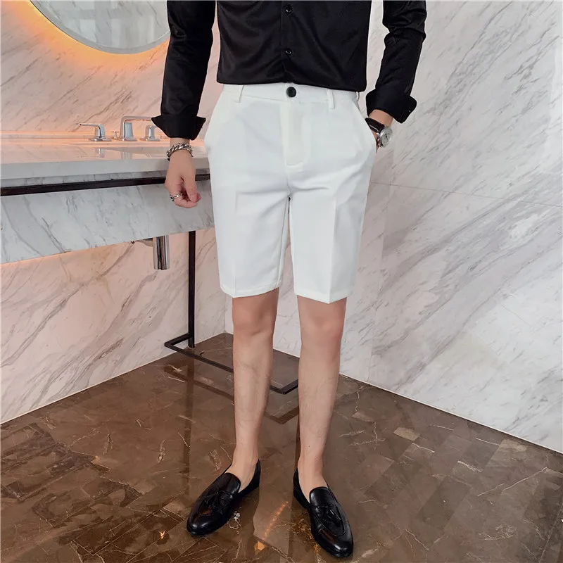 Модные тонкие шорты в британском стиле Мужская одежда простая приталенная