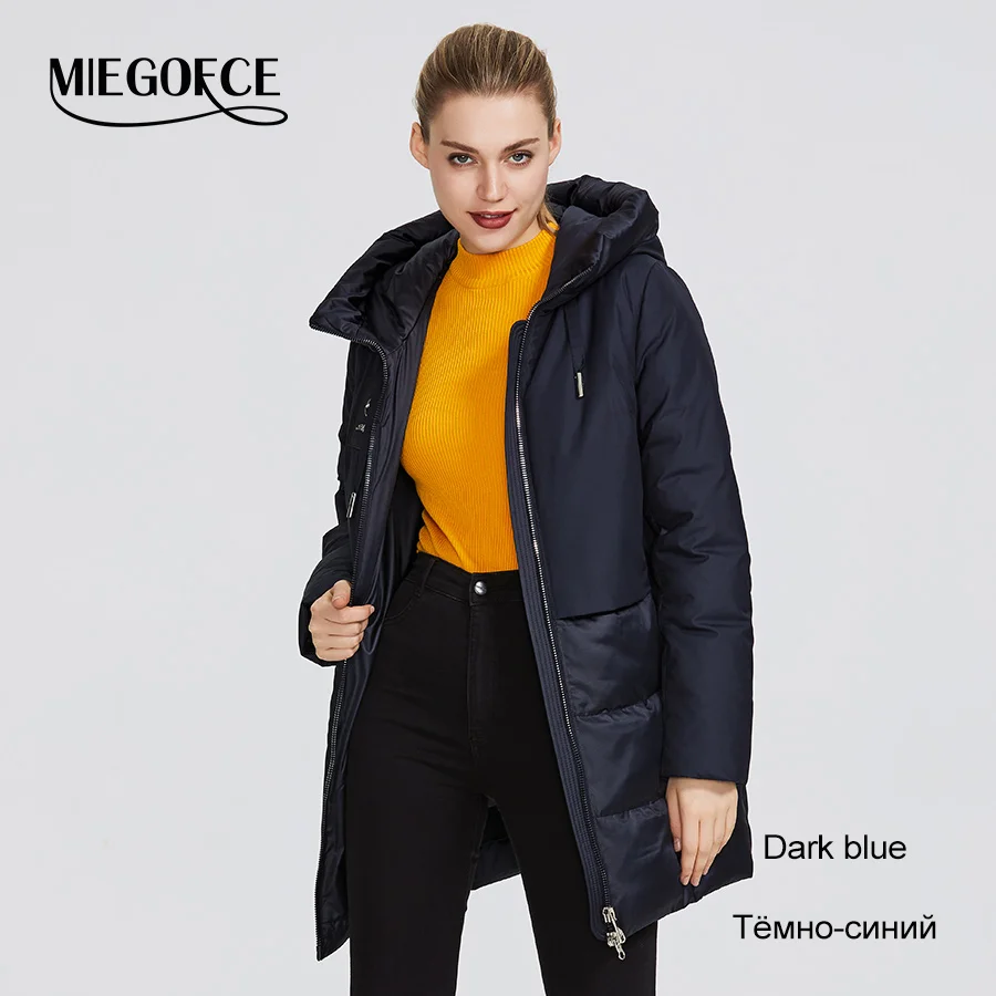 MIEGOFCE Зимняя женская коллекция женская теплая куртка и придает легкость ветрозащитный стойкий воротник с капюшоном пуховик имеет несколько необычных расцветок спорт классика пальто - Цвет: 605 Dark Blue