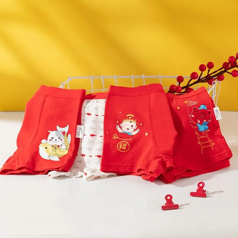 Красный трусы для мальчиков нижнее бельё трусы-боксеры Рождественский подарок