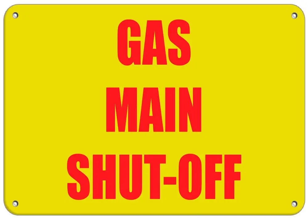 

Gas Main Shut Off Style 1 Hazard Sign Emergency Label Vinyl Decal Sticker Kit OSHA Safety Label Compliance Signs 8"