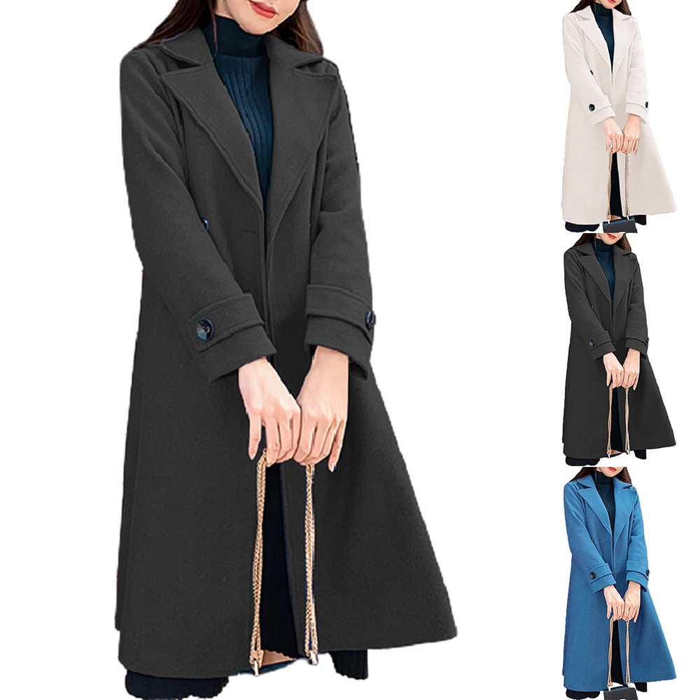 

Womens Long Jacket Winter Warm Ladies Casual Plain Casual Loose Cardigans Wool Jacket Outerwear Outwearing Tops Coat Jacket