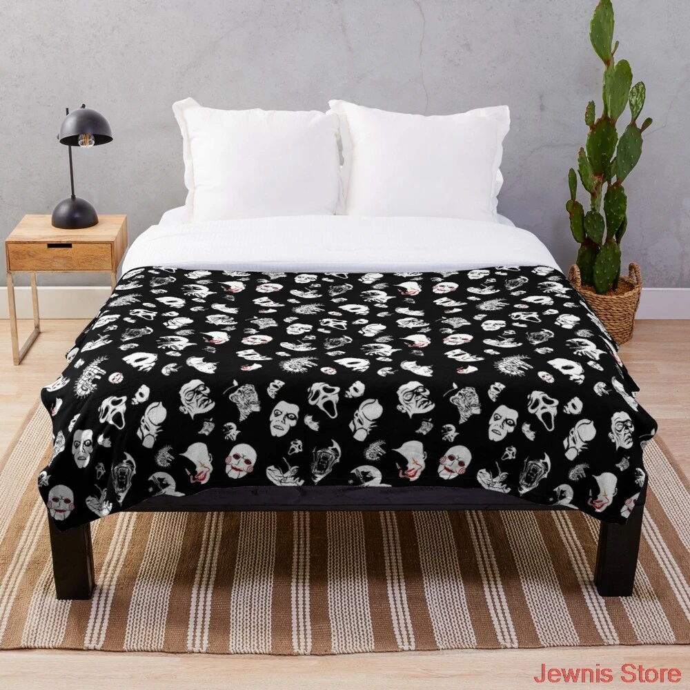 

The Face of Horror Throw Blanket Bedding Sherpa Fleece Throw Blankets Bed Sofa Cover Child Kids Adults Gift Bedspread