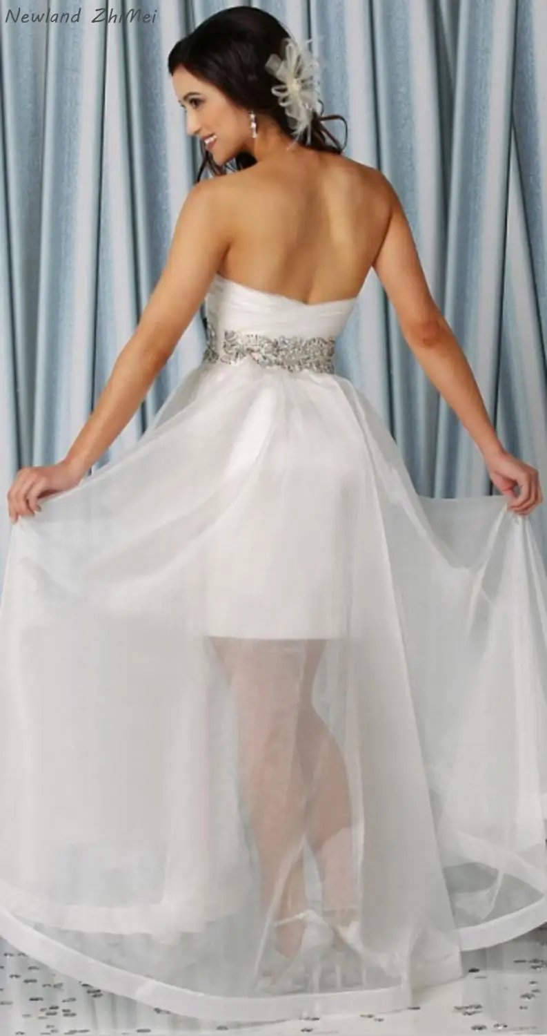 Сексуальное свадебное платье короткое спереди длинное сзади прозрачное с