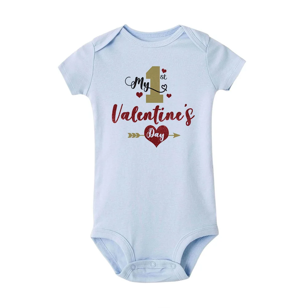 Мой первый день Святого Валентина милый комбинезон для новорожденных мальчиков