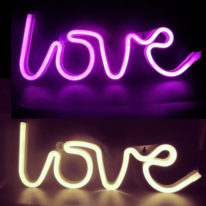 

Love Neon Lights LED letter Love Shape Confession Valentine's proposal wedding party Decoration Lights Battery USB LED light