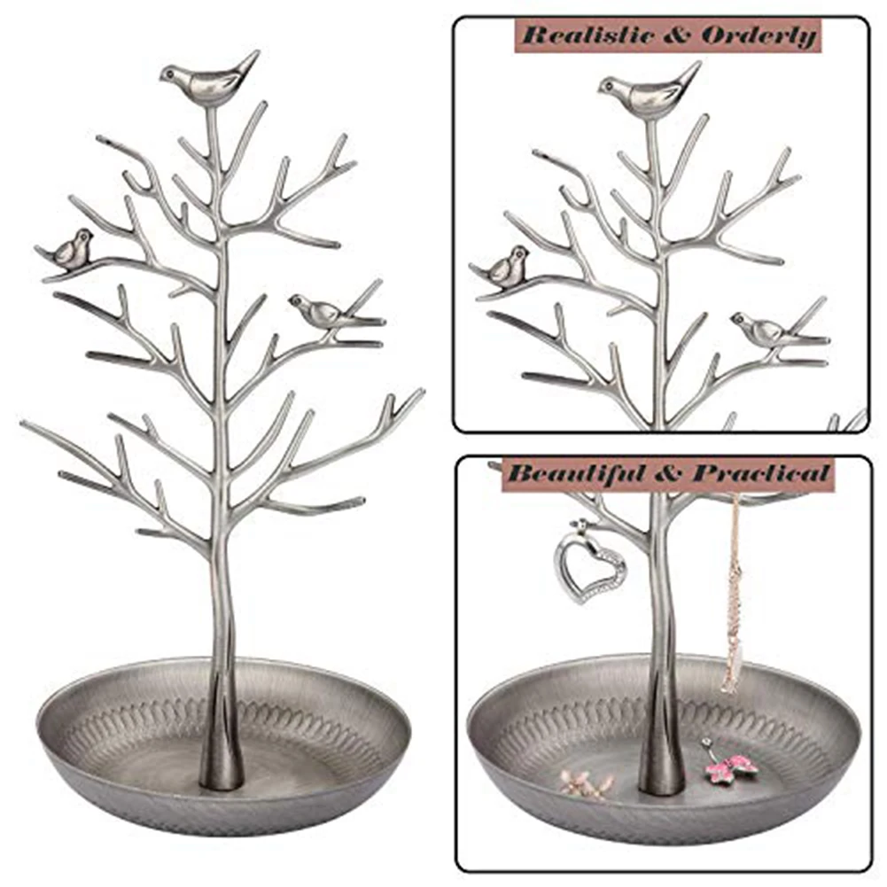 

Rich Tree Jewelry Stand Bird Metal Retro Earrings Necklace Hanger Jewelry Rack Storage Prop Display Rack