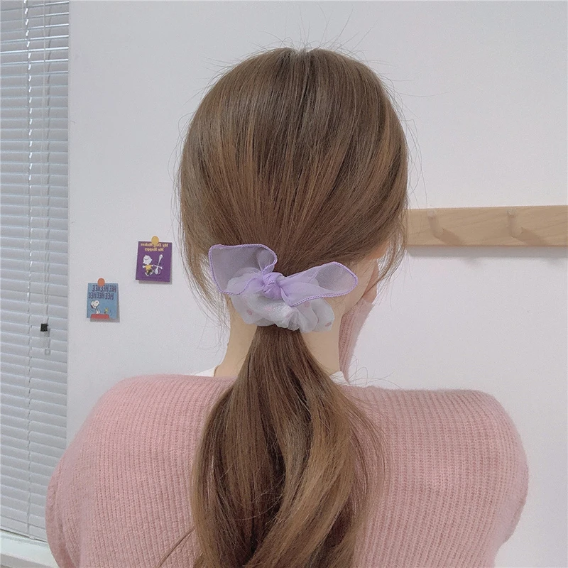 

2021 Korea Mesh Lace Bow Hair Ring Rubber Bands Hair Ring Ponytail Holders Hair Bands Elastic Hairband Hair Accessories