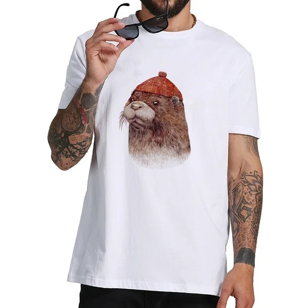 

Fashion Funny Summer Unisex River Otter Men's T Shirt O-neck Cotton Short Sleeve T-shirts Tops Tees