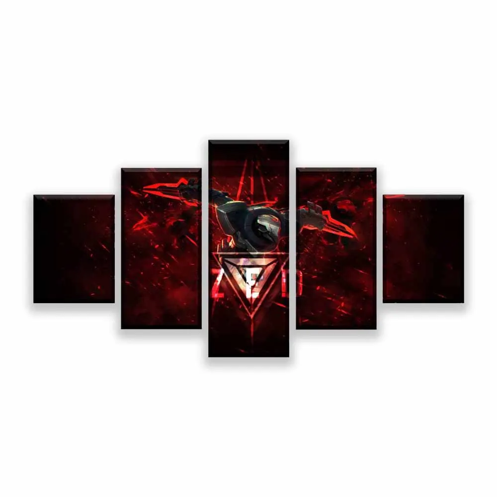 

Home Decoration Living Room 5 Piece LOL Zed Painting Canvas HD Printed Game Poster Wall Art Modular Picture Framed
