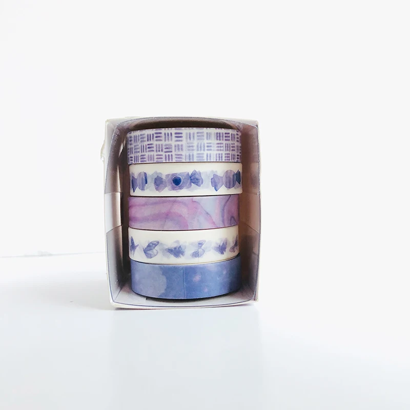 5pcs/Set Purple Watercolored Butterfly Candy Paper Washi Tape Adhesive DIY  Sticker Masking Tape