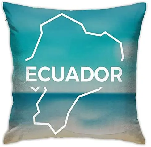 

Personalized Abraction Ecuador Calligraphy in White Fe with Blurred Beach Sky and Ocean Background Decorative Pillow Cover