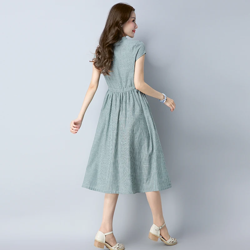 Женское винтажное платье-трапеция повседневное свободное платье из хлопка и