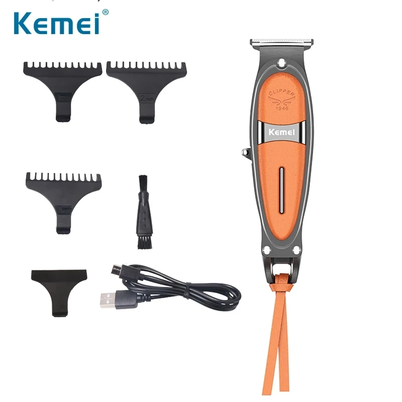 

Kemei KM-1946 Professional Men's Hair Clipper USB Noise Reduction Hair Trimmer with Metal leather Cover Salon Hair Cut Machine