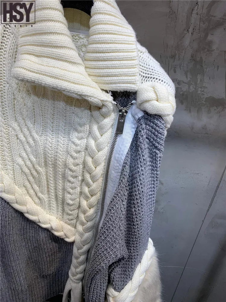 【HSY】2019 осень зима подиумная Новая женская уличная куртка с искусственным мехом