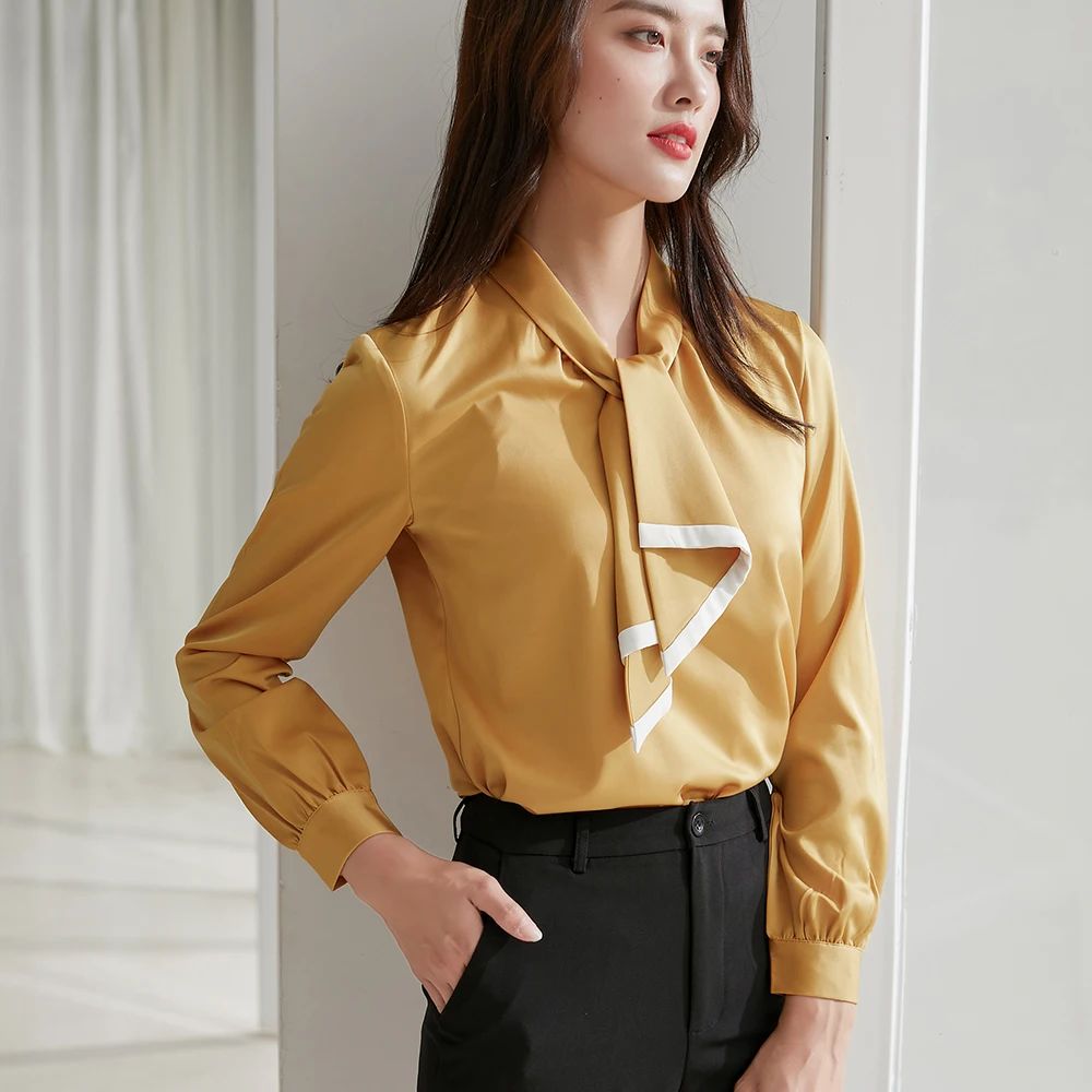 

2021 Elegant Spring/Autumn Female Clothing White Green Yellow Women Tops and Blouses Casual Office Ladies Shirts Plus Size S-4XL