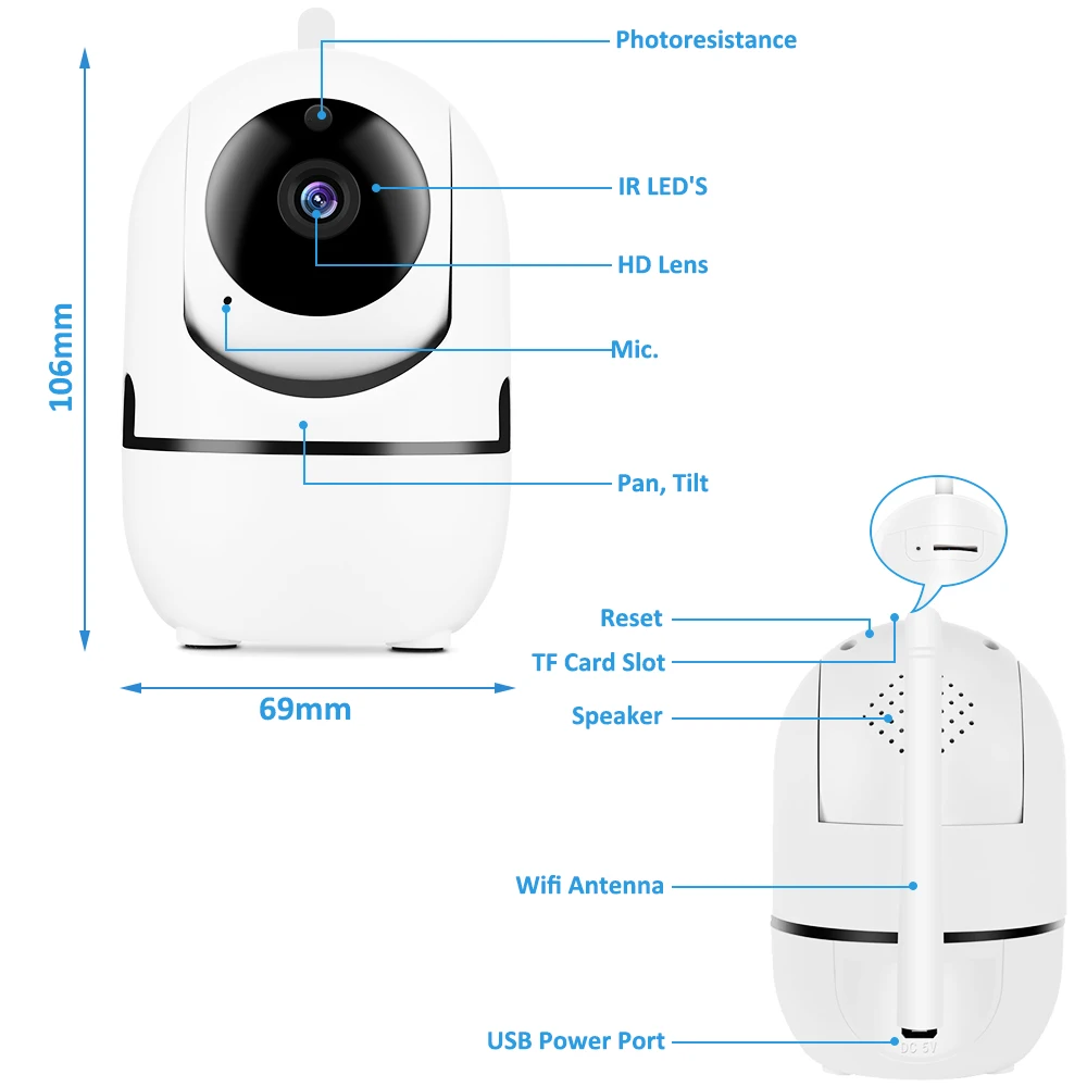 CPVAN Видеоняни и радионяни IP Камера HD 1080P домашние Беспроводной Wi Fi безопасности