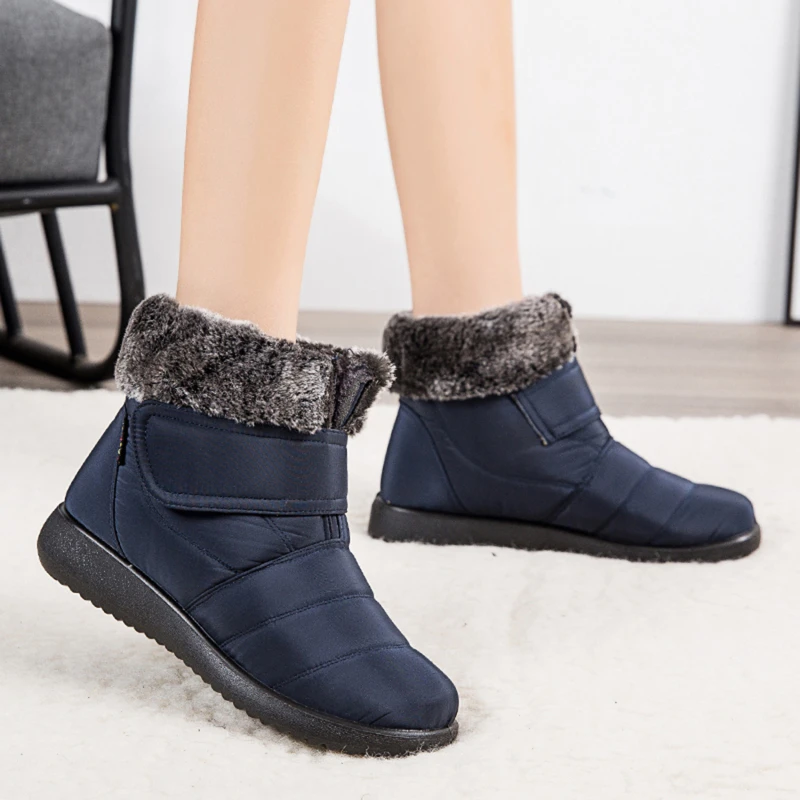 

2020 Fashion Snow Boots Women's Non-slip Winter Boots Fur Warm Ankle For Women Down Waterproof Booties 35-43