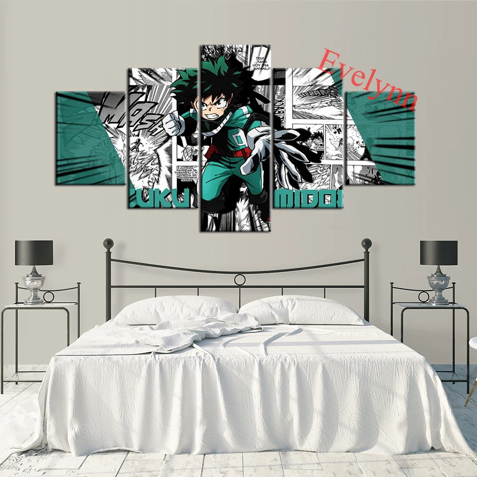 Плакат из аниме Моя геройская Академия 5 шт. Современная холщовая рамка izuku