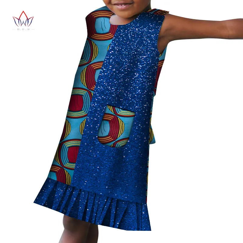 

NEW African Clothing Baby Girls New Year Birthday Party Gown sleeveless Dress Children's Clothing Kids Sequined Dresses WYT580