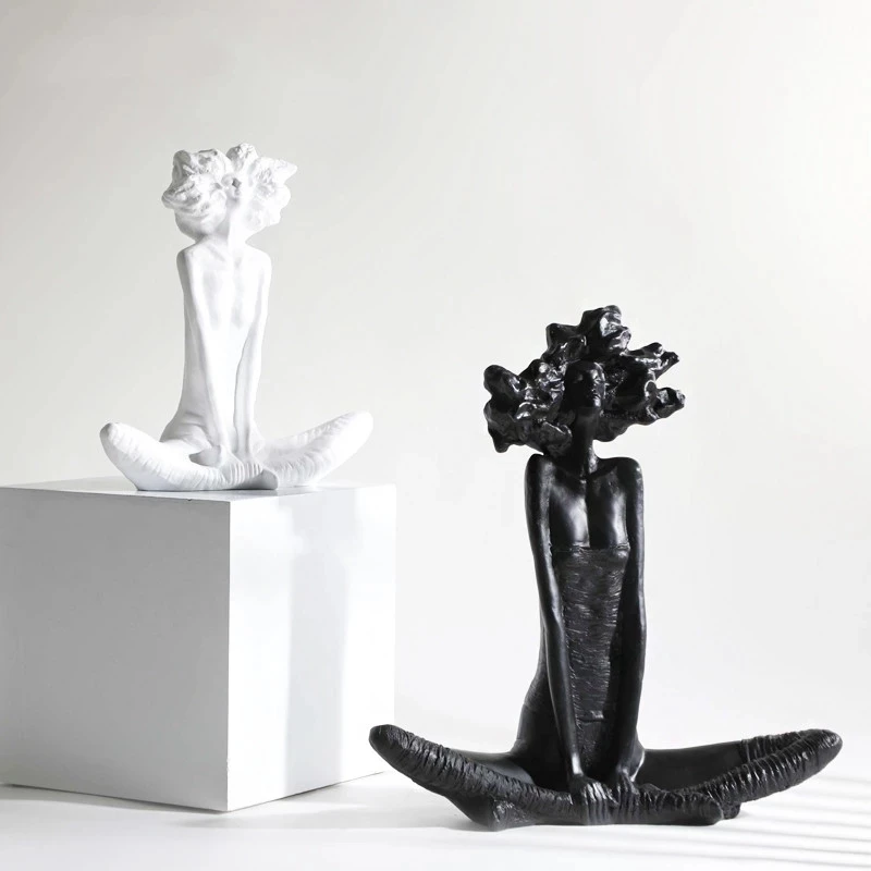 

Modern Sitting Woman Ceramic Figurines Home Living Room Desk Decoration Ornaments Folk Crafts Sculptures