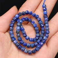 natural stone lapis lazuli beads faceted loose square bead top quality for jewelry making diy necklace bracelet accessories