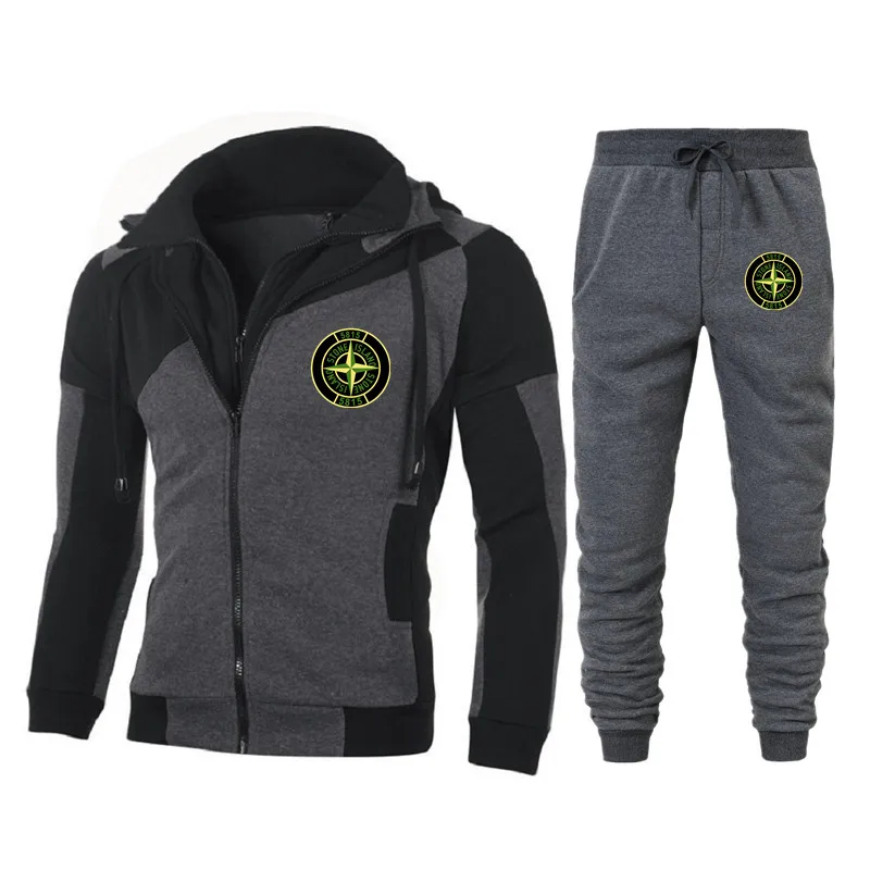 

2021 Men's Autumn And Winter Suit Hooded Jacket + Sports Pants Hot Brand Two-Piece Casual Shirt Sportswear