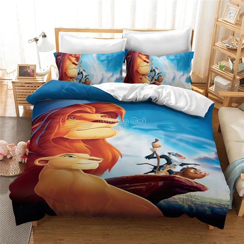 

Cartoon Lion King Bedding Set Kids Home 3d Bed Linen Duvet Cover Set with Pillowcase Single Double Queen King Size Bedspreads
