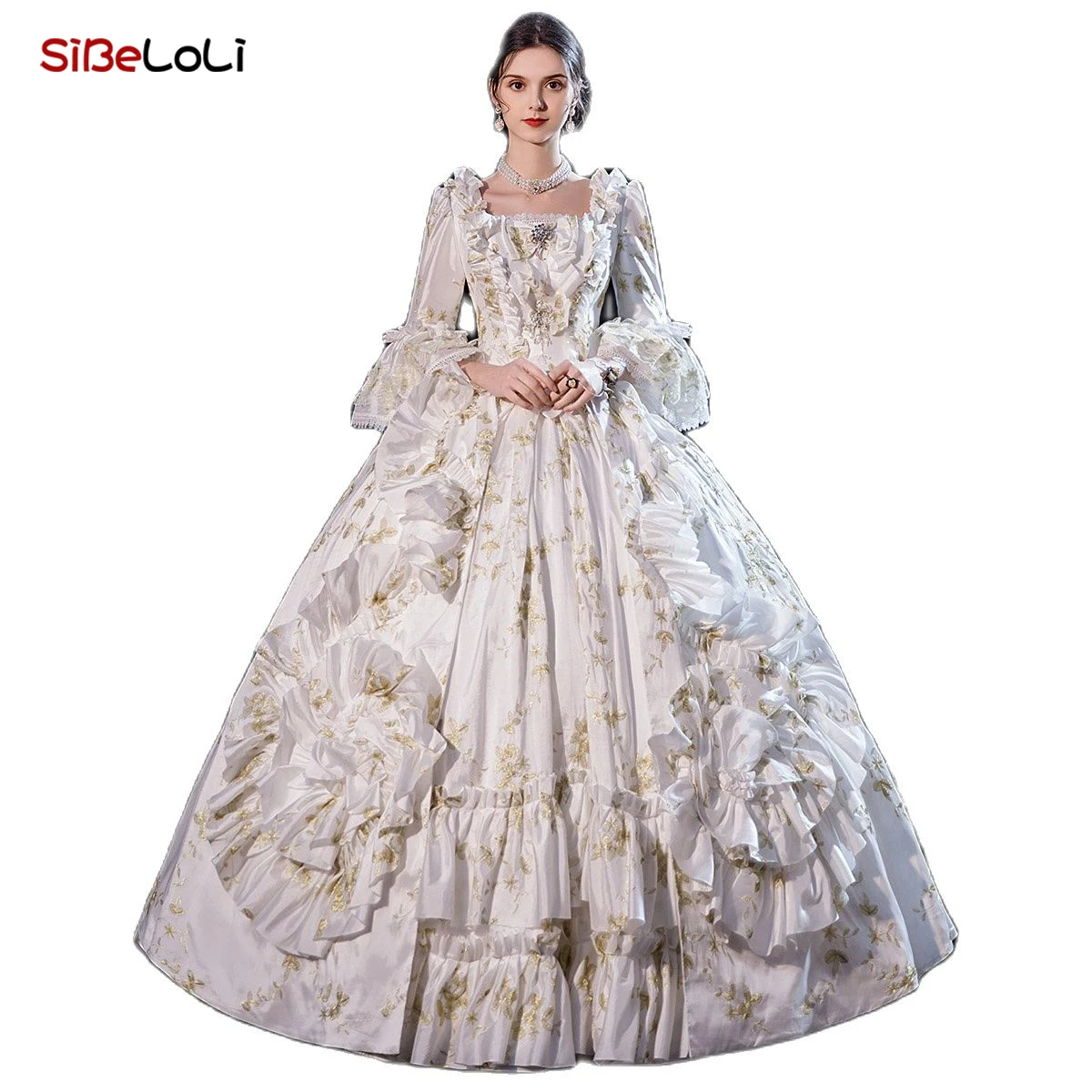 Роскошное белое платье эпохи Возрождения Рококо Мария Антуанетта Фэнтези