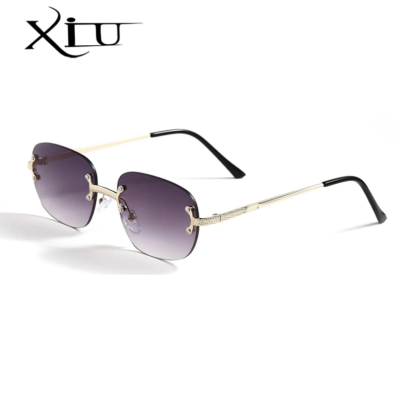 

Солнцезащитные очки XIU без оправы uv400 для мужчин и женщин, зеркальные солнечные, в металлической оправе, в ретро стиле, лето 2022