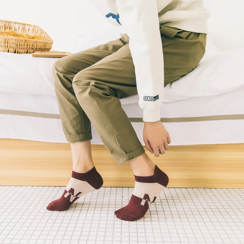 

Men's socks four seasons Universal Cotton N letter Casual Breathable Asakuchi Ankle Men's socks 5 colors