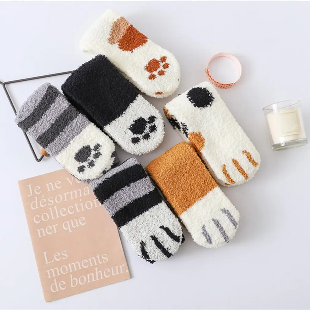 1 пара плюшевых носков из кораллового флиса женские носки без пятки милые толстые