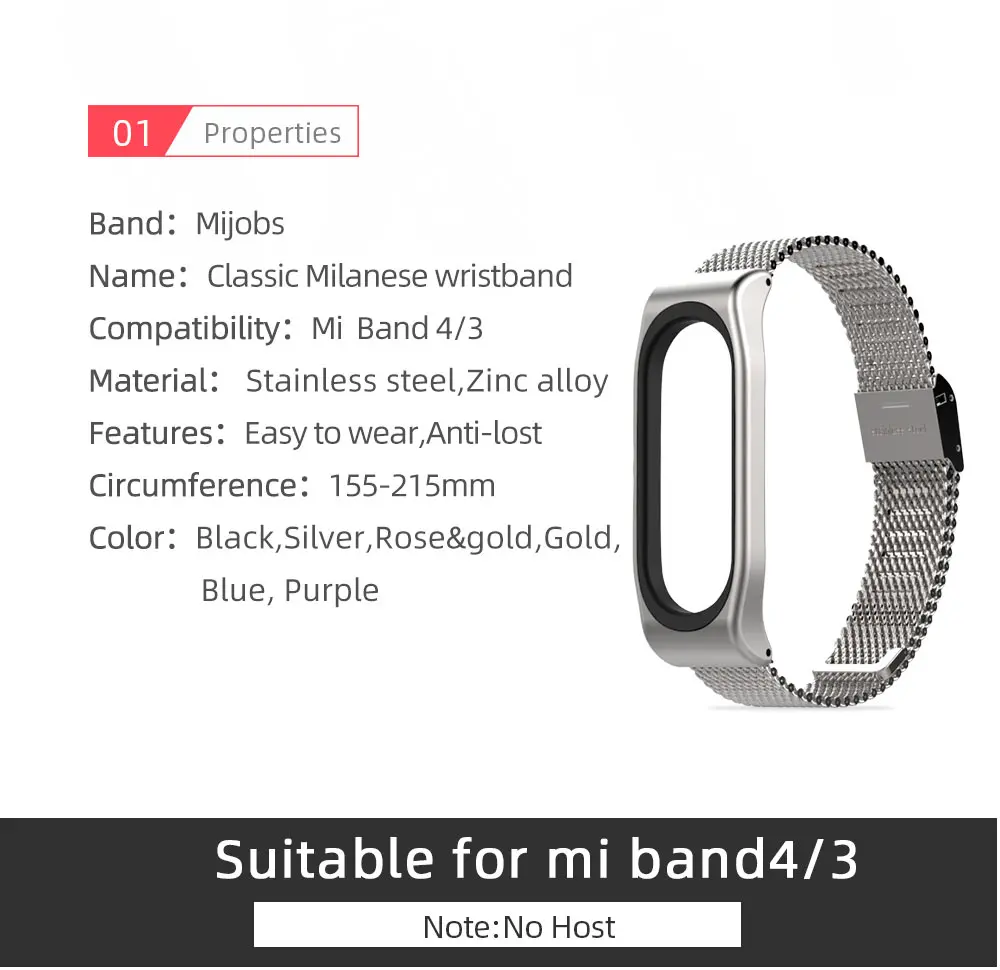 Mi jobs для mi Band 4 ремешок браслет из нержавеющей стали умный ремешок для mi Band 4 3 браслет для Xiaomi mi Band 4 3 ремешок
