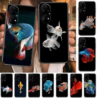 koi carp fish phone case for huawei p50 p40 p30 p20 10 9 8 lite e pro plus black etui coque painting hoesjes comic fas