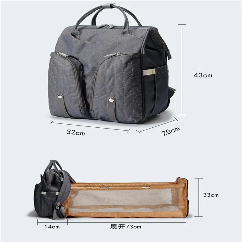 

Baby Diaper Bag Bed Backpack For Mom Maternity Bag For Stroller Nappy Bag Large Capacity Nursing Bag for Baby Care Free Hooks