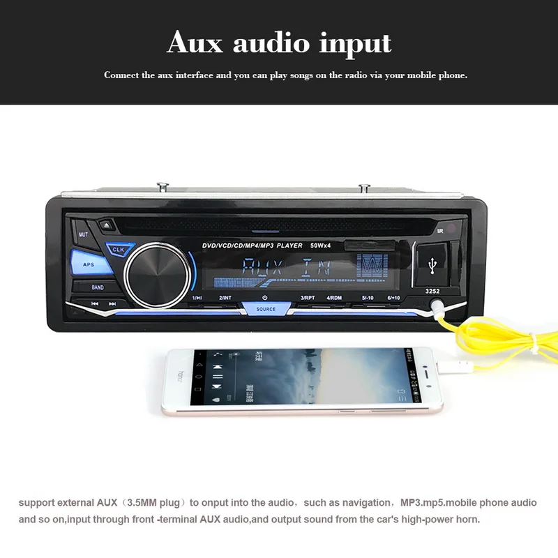 Автомобильный MP3-плеер Bluetooth FM AUX IN USB SD-карта аудио плеер с дистанционным