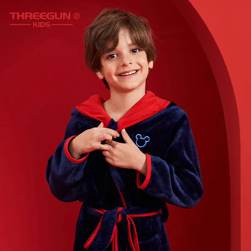 Детский фланелевый Халат THREEGUNKIDS x Disney домашняя одежда зимний теплый банный халат