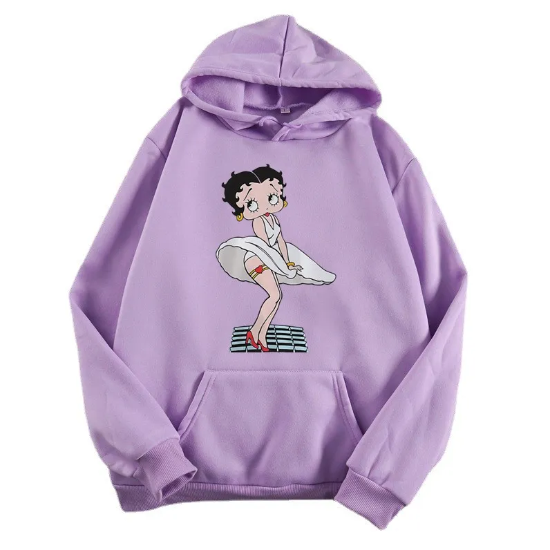 

Cartoons Graphic Hoodie Betty Boop Puppy Print Women Harajuku Long Sleeve Hoodie Korea Fashion Top Female Hoodie dropshipping